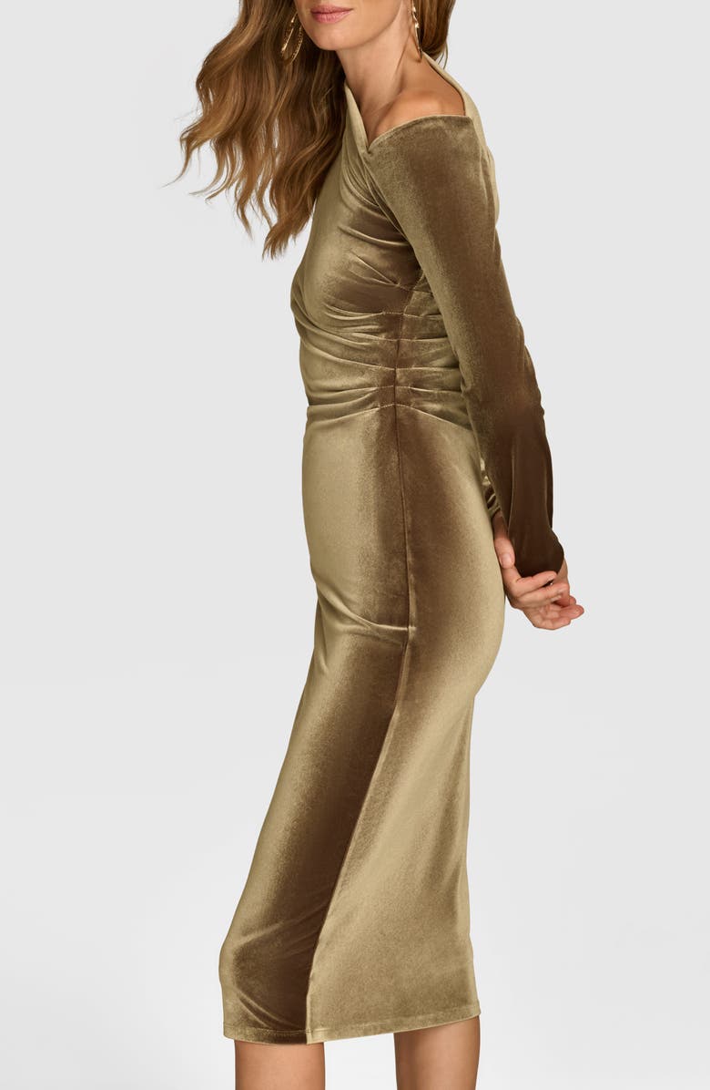 Donna Karan New York One-Shoulder Neck Long Sleeve Stretch Velvet Sheath Dress, Alternate, color,