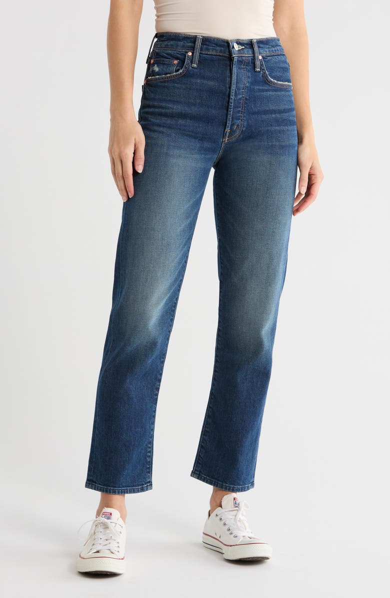 The Huffy Flood High Waist Ripped Straight Leg Jeans MOTHER
