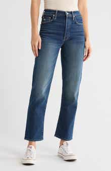 MOTHER The Huffy Flood High Waist Ripped Straight Leg Jeans