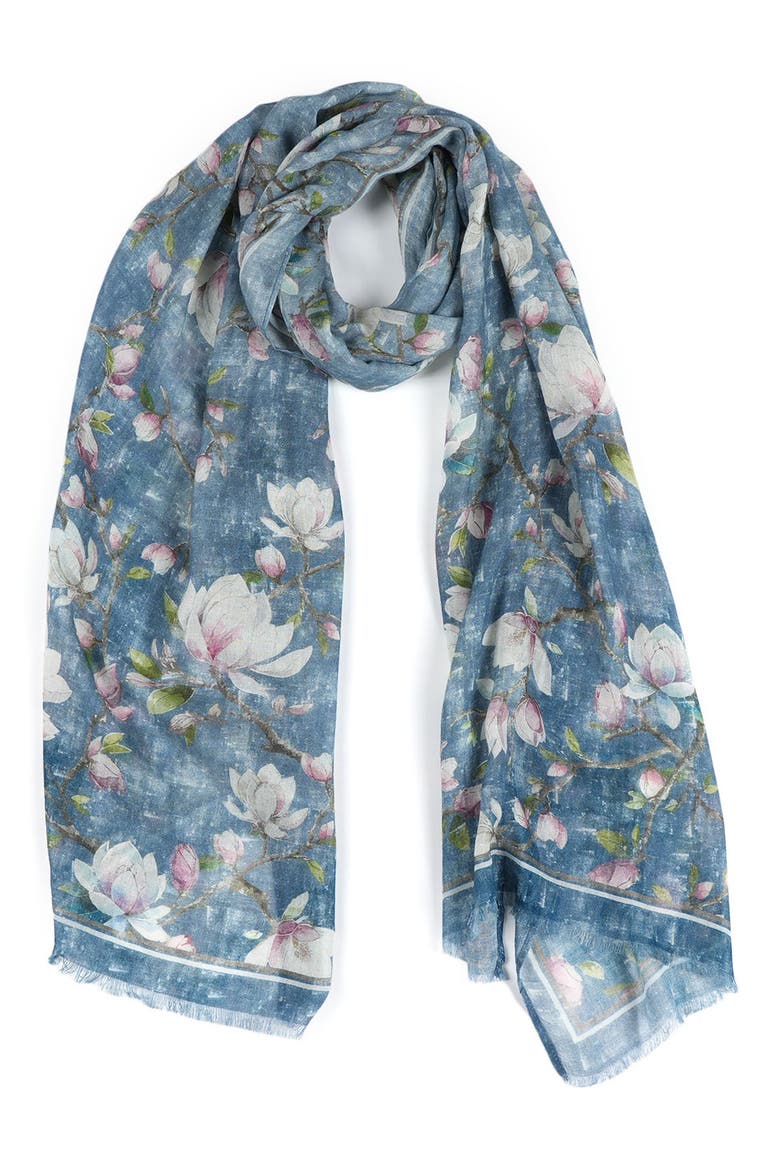 Floral Modal & Cashmere Scarf, Alternate, color, DUSTY TEAL