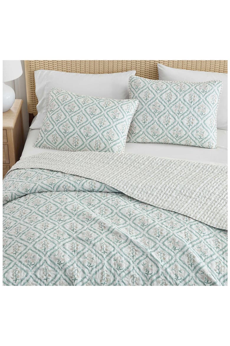 Costa Reversible Quilt, Alternate, color, LINEN/ SAGE/ FEATHER/ WHITE
