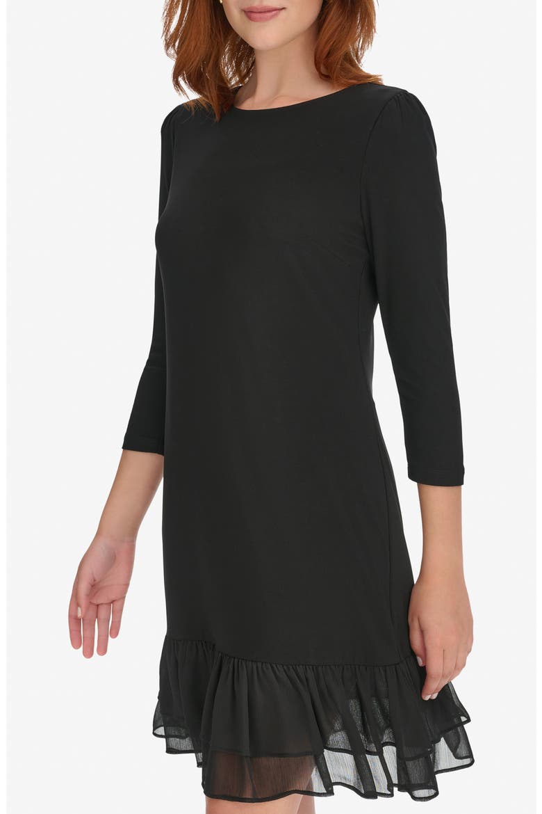 Three Quarter Sleeve Dress, Alternate, color, BLACK