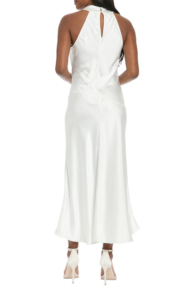 Cowl Neck Twist Satin Midi Dress, Alternate, color, WHITE