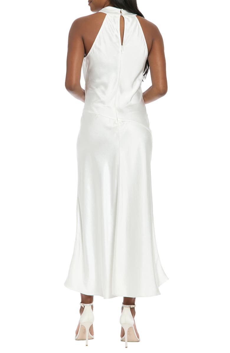 Ivy + Blu Cowl Neck Twist Satin Midi Dress, Alternate, color, White