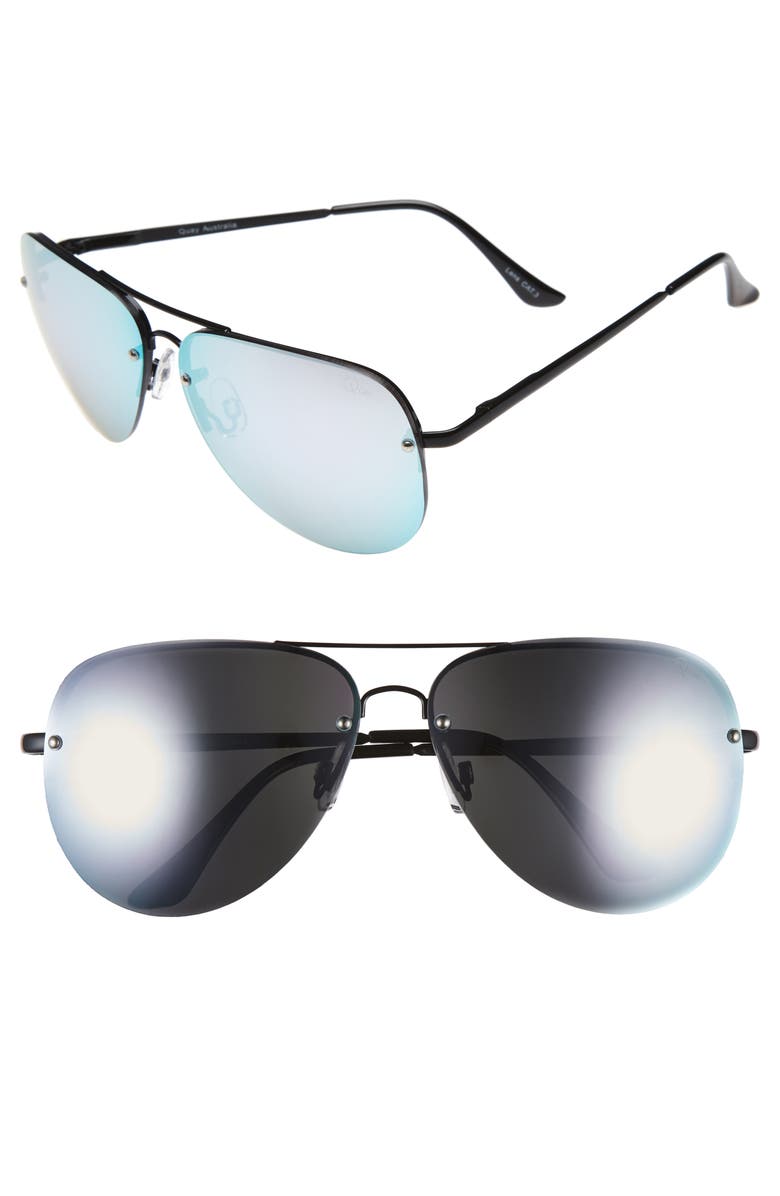 QUAY Australia 'Muse' 65mm Mirrored Aviator Sunglasses, Main, color, 
