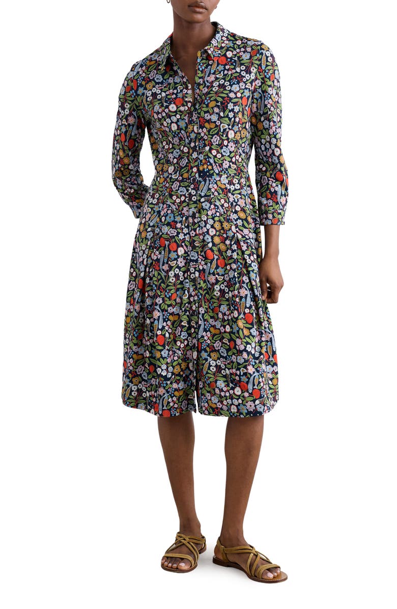 Seasalt Cornwall Cudden Print Organic Cotton Blend Midi Dress, Main, color, Still Life Maritime