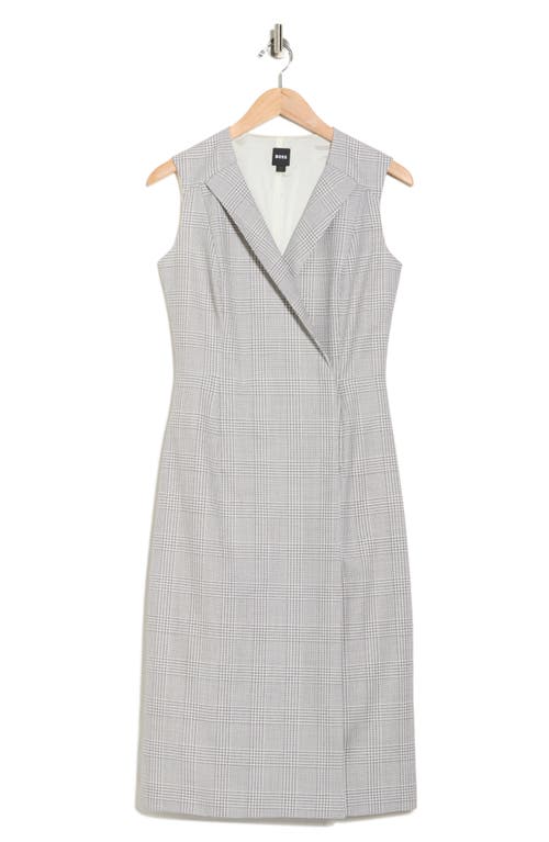 Hugo Boss Boss Dimala Plaid Virgin Wool Blazer Dress In Gray