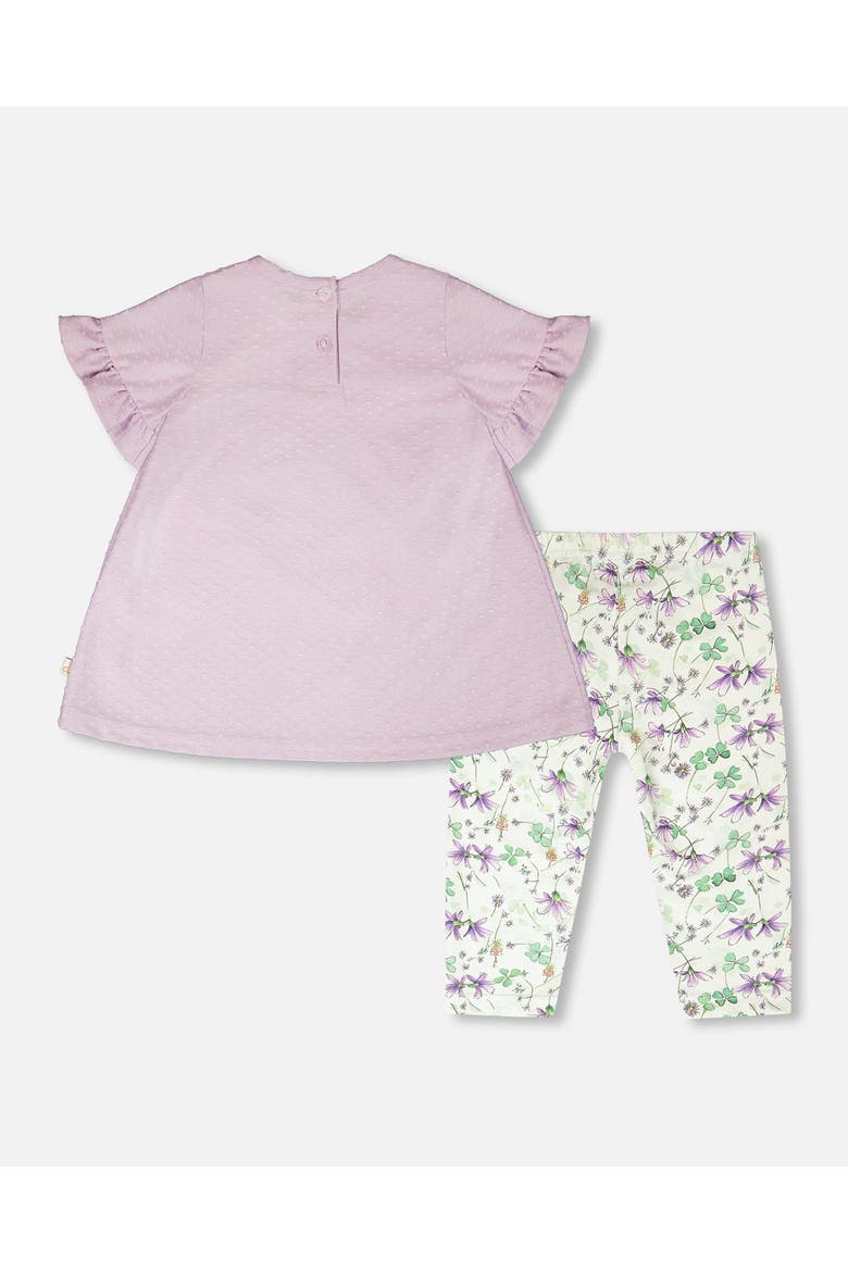 Jersey Tunic and Cotton Capri Flowers Set, Alternate, color, Lavender and Green Flowers