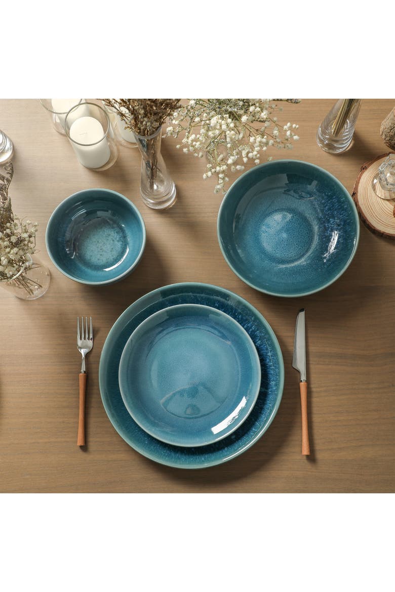 Riley 32-Piece Dinnerware Set Stoneware, Service for 8, Alternate, color, Blue