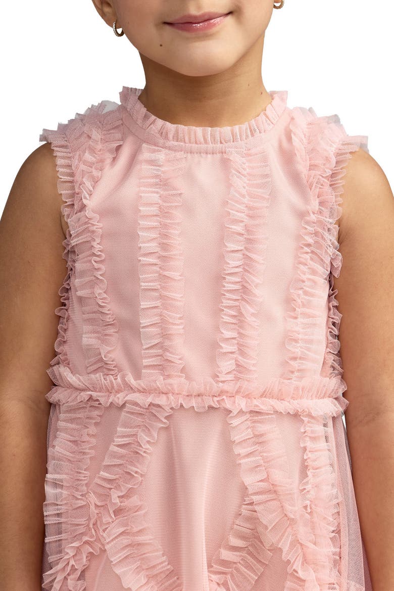 Girls High Neck Sleeveless Micro Ruffle Mini Dress, Alternate, color, Rose