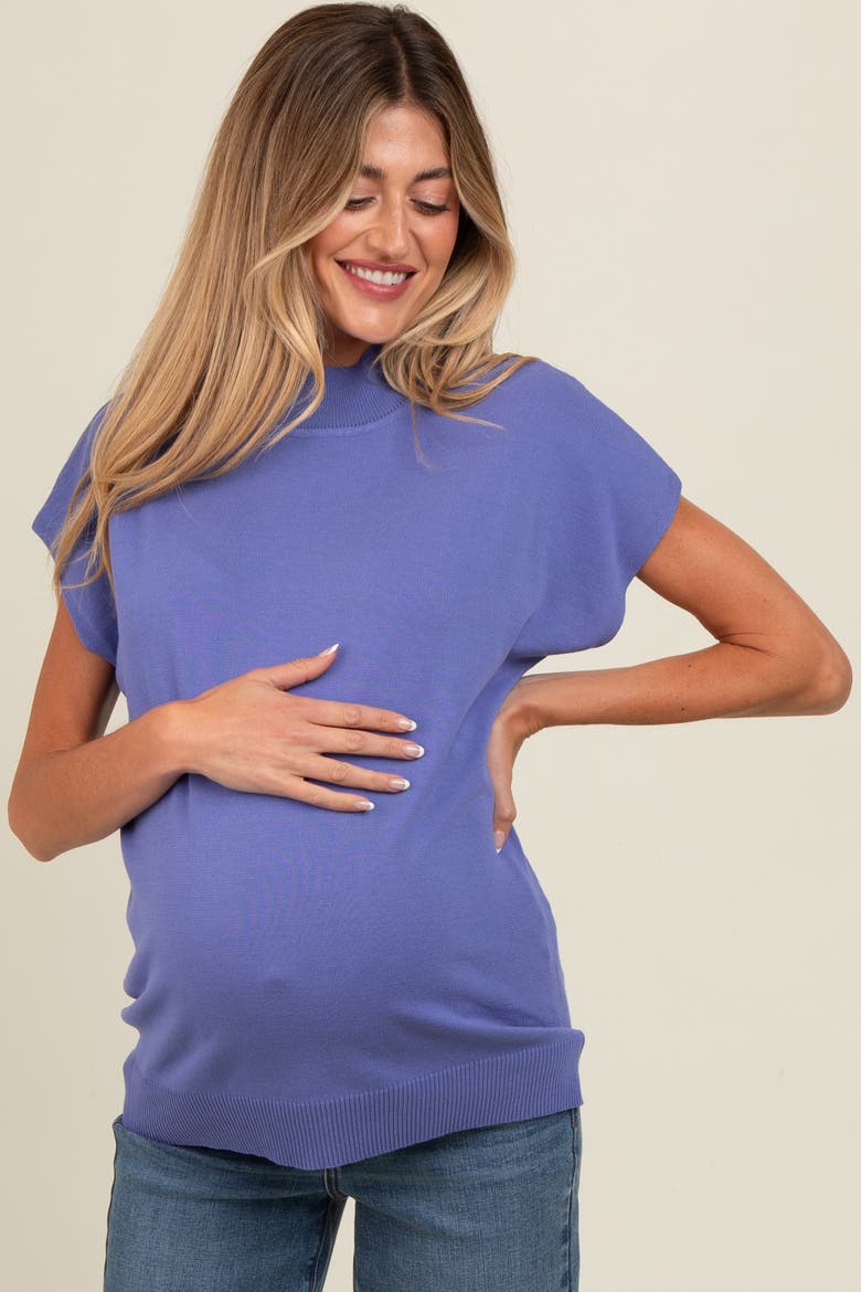 Mock Neck Knit Top, Alternate, color, Periwinkle