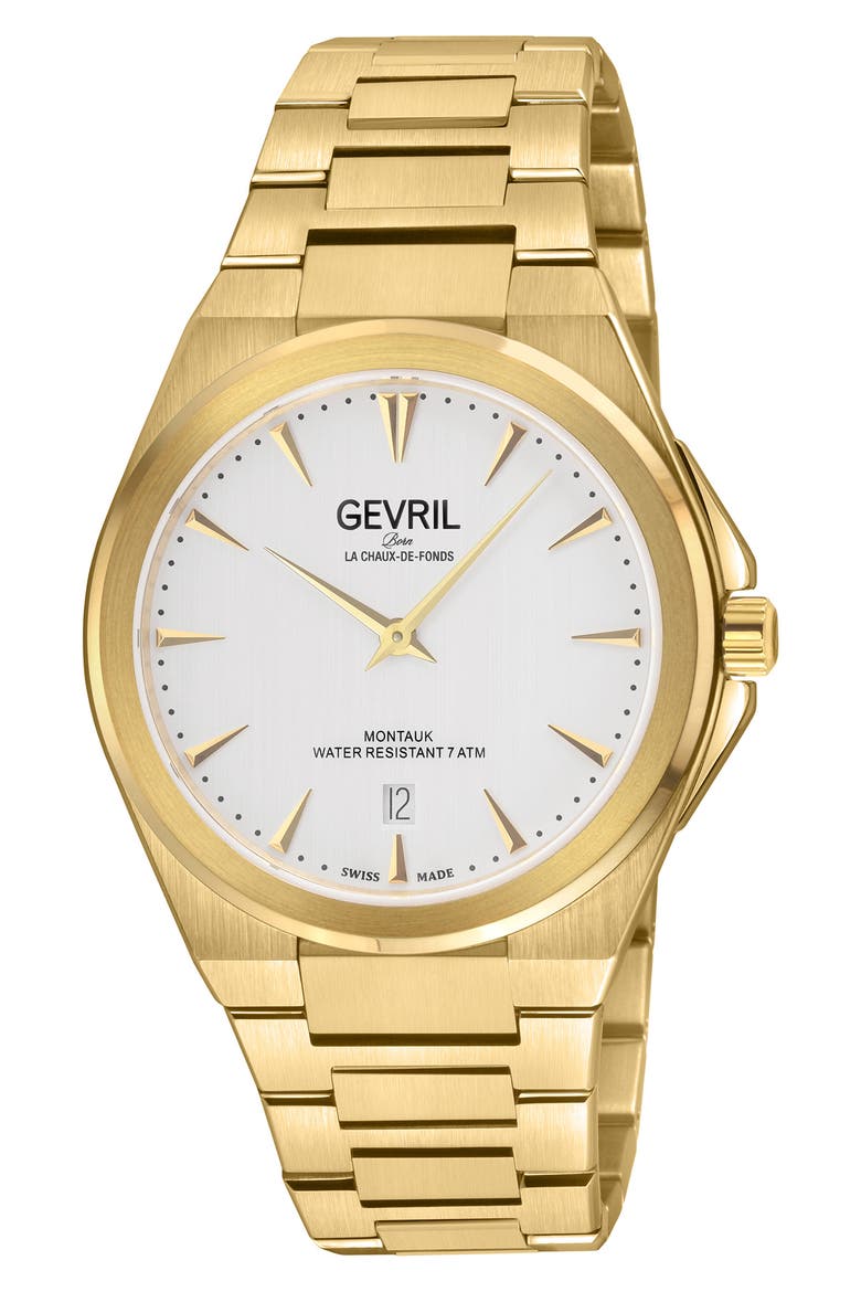 Montauk Stainless Steel Bracelet Watch, 40mm, Main, color, WHITE/ GOLD