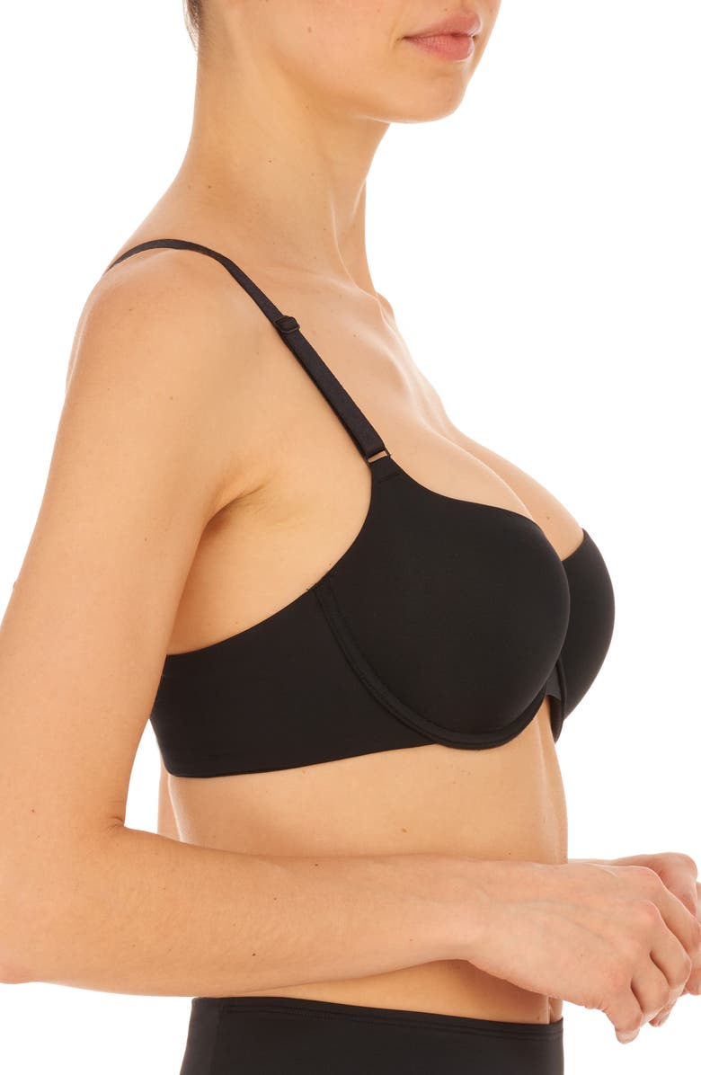 Natori Liquid Underwire Balconette Push-Up Bra, Alternate, color, Black