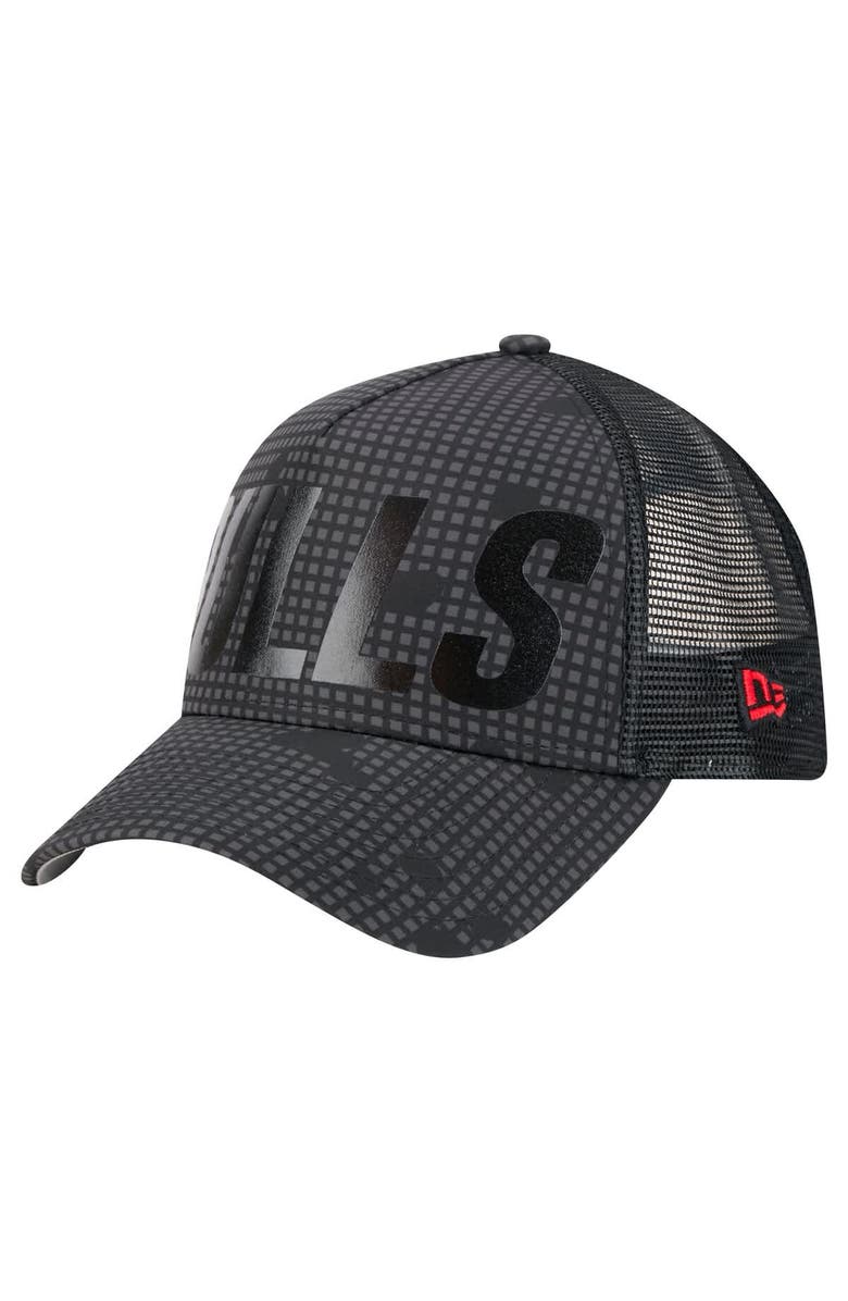 New Era Men's New Era Black Chicago Bulls Midnight Ink Tonal A-Frame Trucker 9FORTY Adjustable Hat, Alternate, color, Black