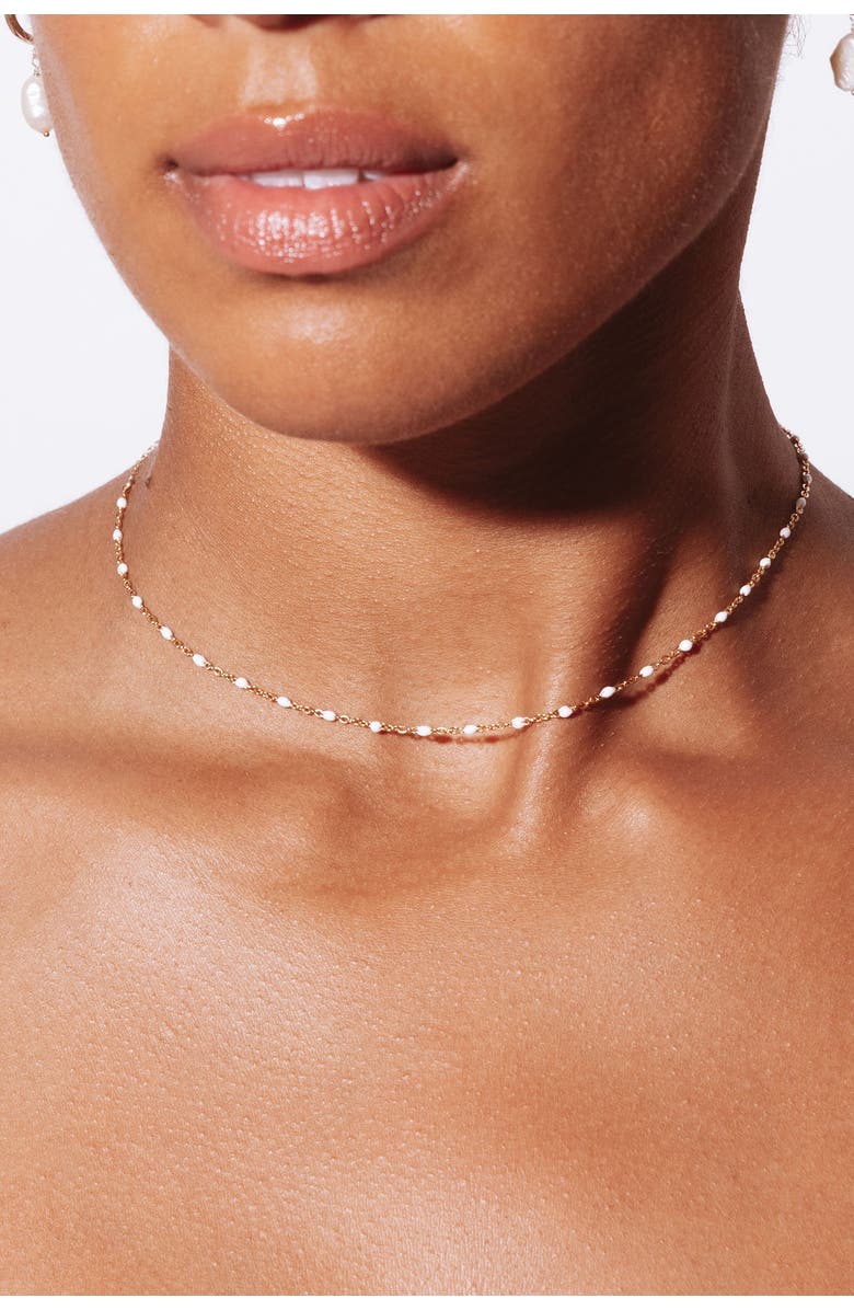 Set & Stones Kaz Necklace, Alternate, color, Gold / White