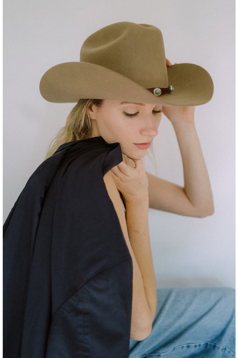 Western Hat with Turqouise Band, Alternate, color, CAMEL