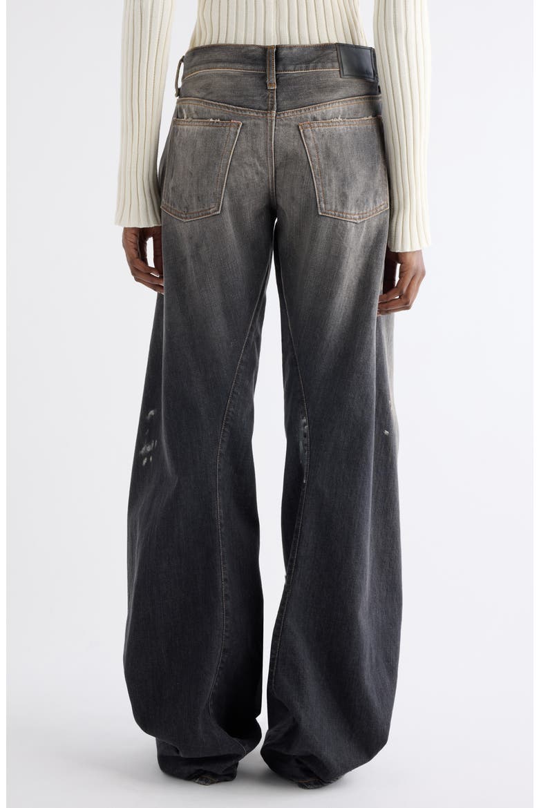 2006 Black Trafa Paint Splatter Baggy Wide Leg Jeans, Alternate, color, BLACK
