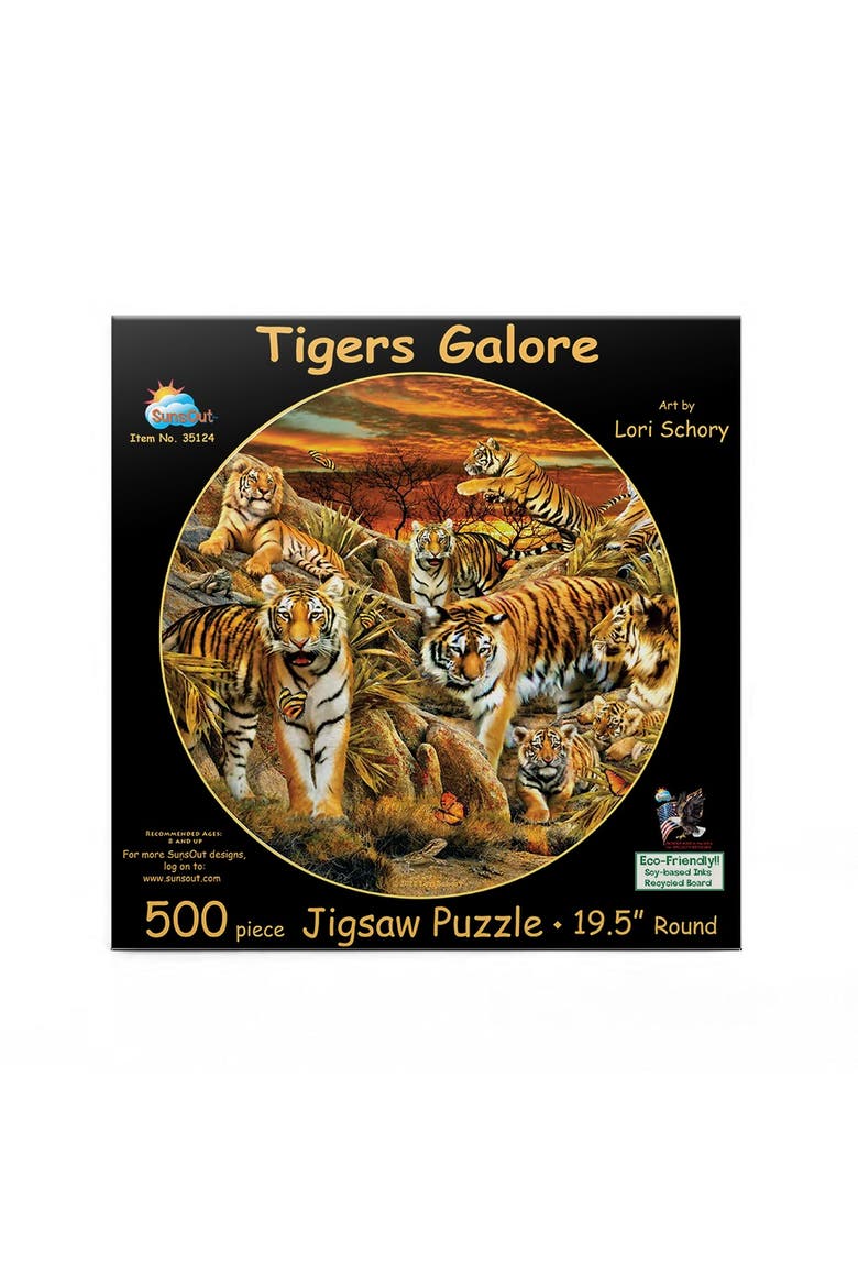 Tigers Galore 500 piece Jigsaw Puzzle for Adults Round, Alternate, color, Multicolor