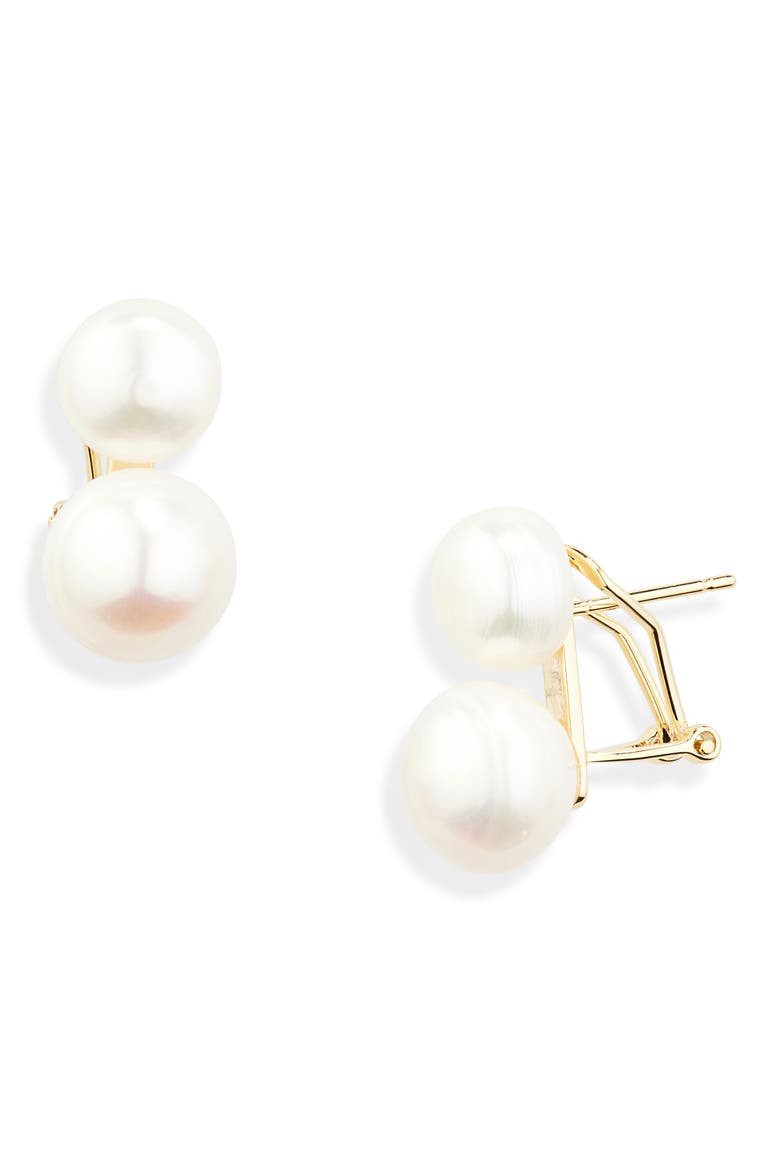 Bianca Double Pearl Earrings, Main, color, GOLD/PEARL