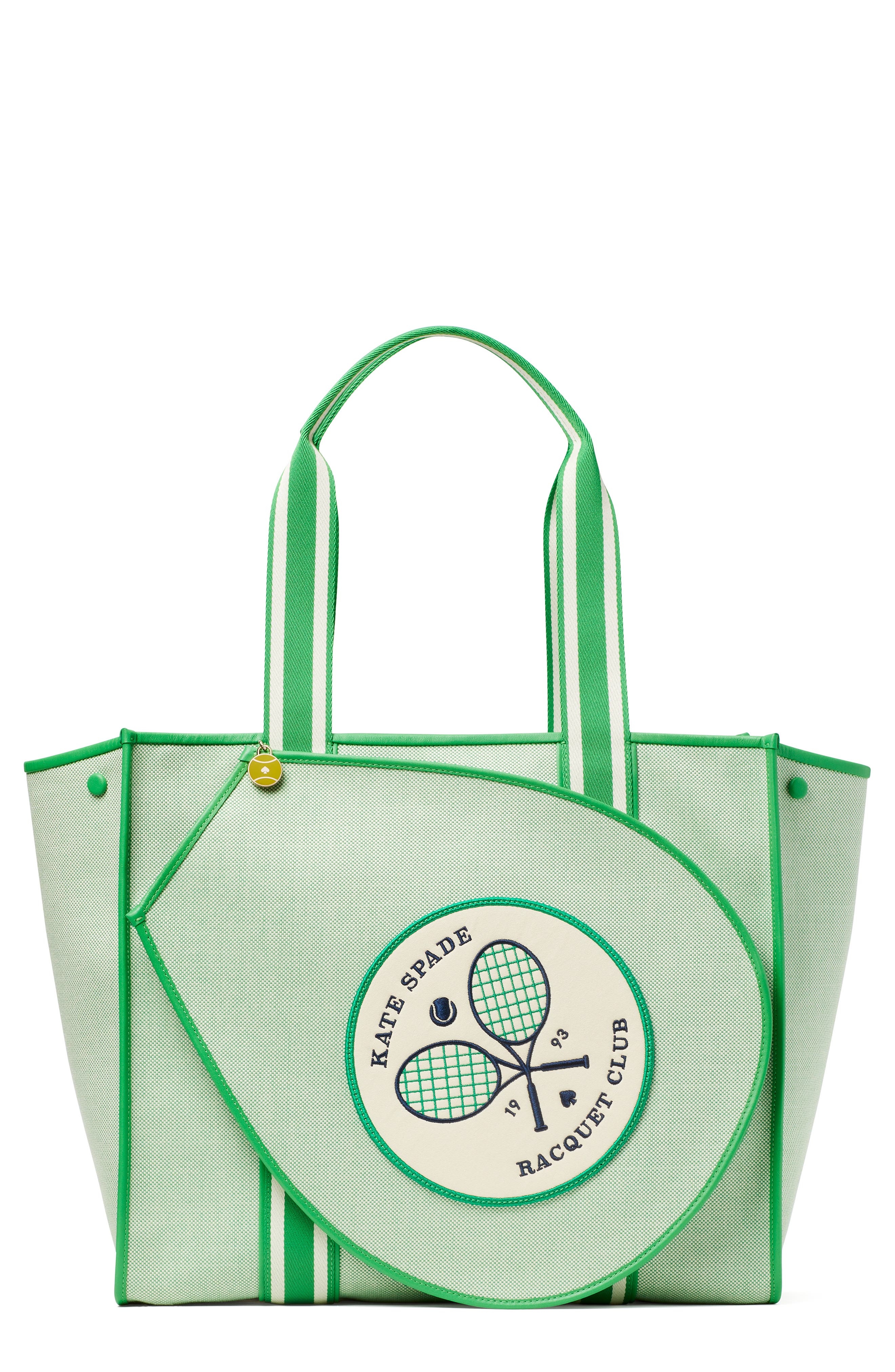 Kate Spade New York courtside tennis large canvas tote, Main, color, 