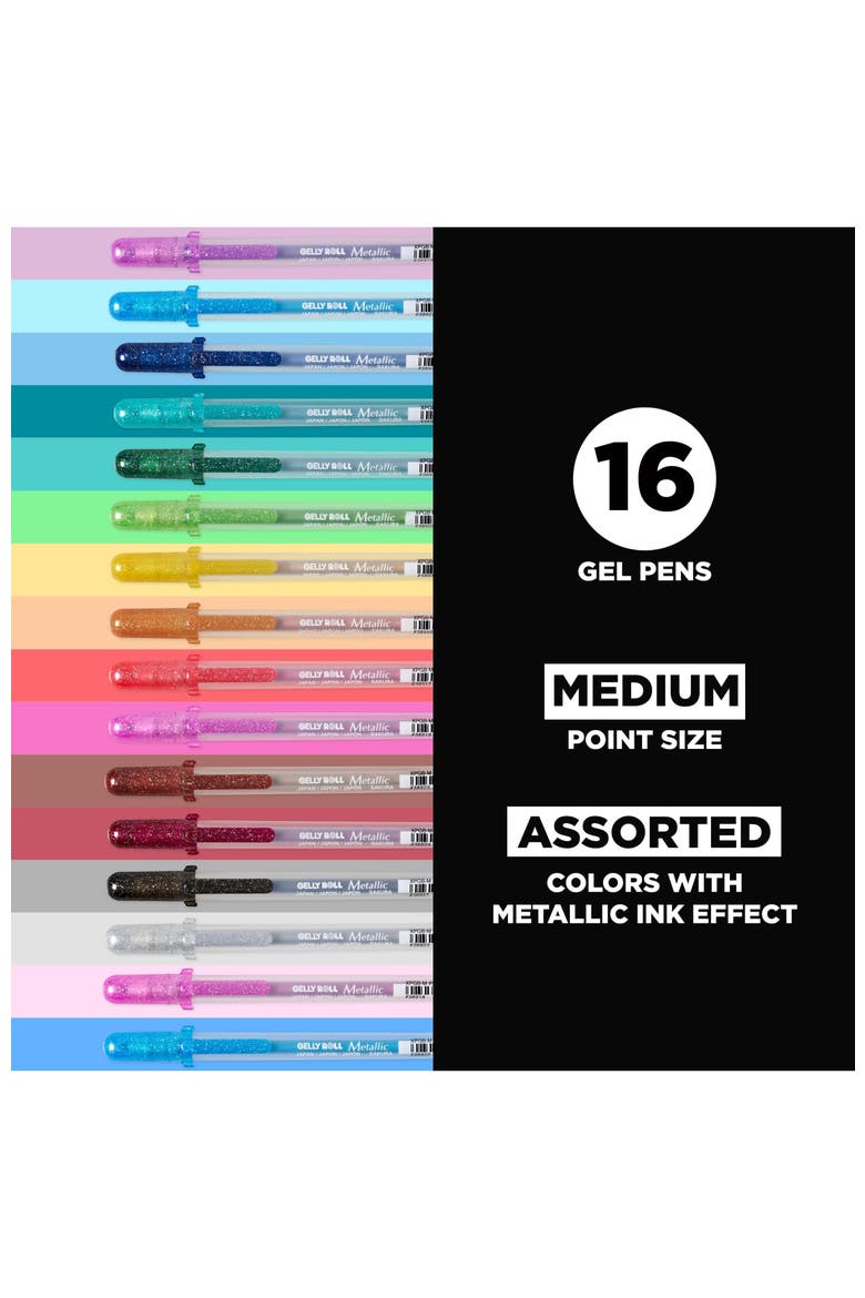 57369 16-Piece Gelly Roll Metallic Assorted Colors Cube Collection Gel Pen Set, Alternate, color, Multicolor