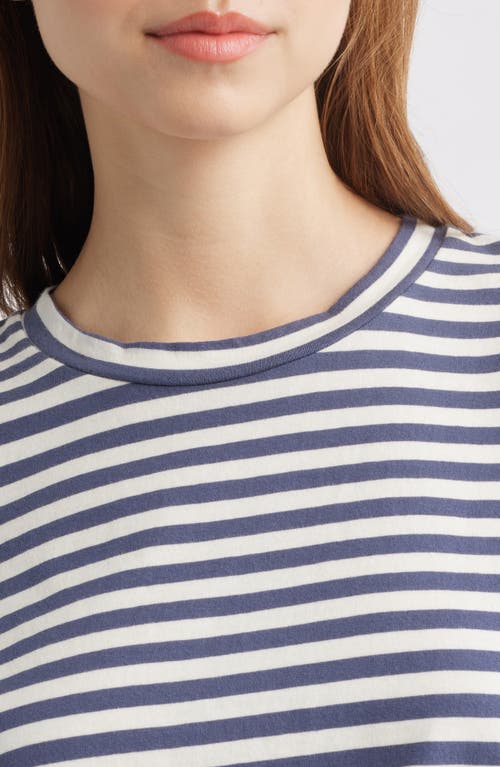The Great . The Peak Stripe Cotton Top In Vintage Blue Stripe