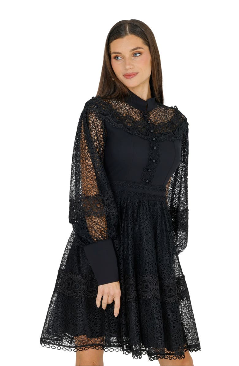 AKALIA Melvina Lace Mini Dress Long Sleeve, Main, color, 