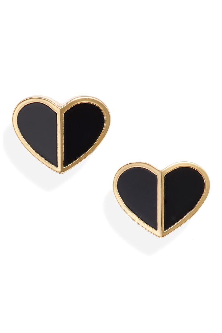 heart stud earrings, Main, color, BLACK