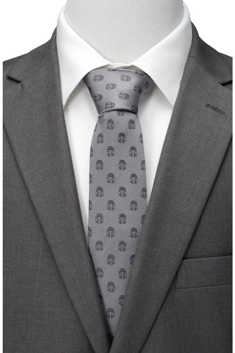 Star Wars™ - Mandalorian Helmet Silk Tie, Alternate, color, GRAY