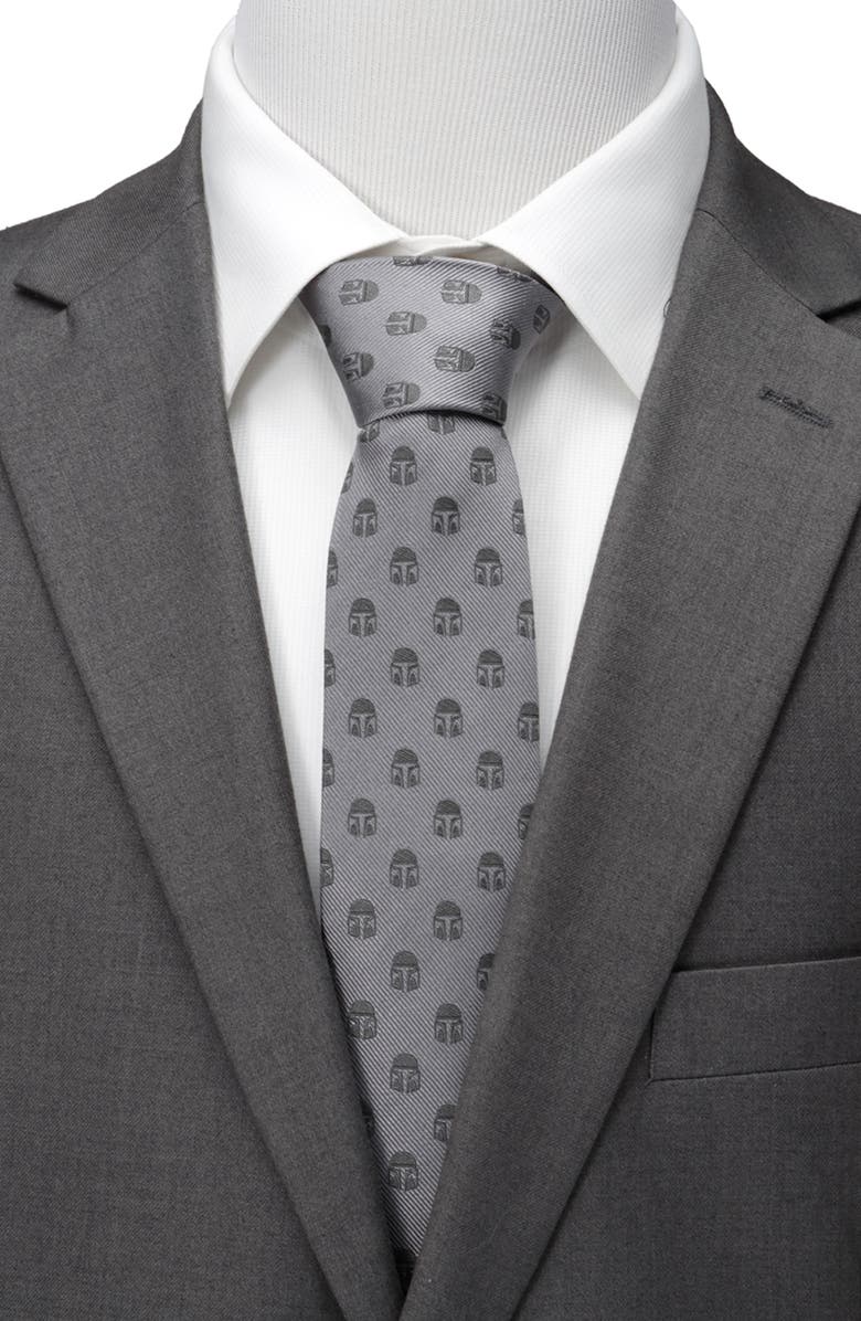 Cufflinks, Inc. Star Wars<sup>™</sup> - Mandalorian Helmet Silk Tie, Alternate, color, Gray