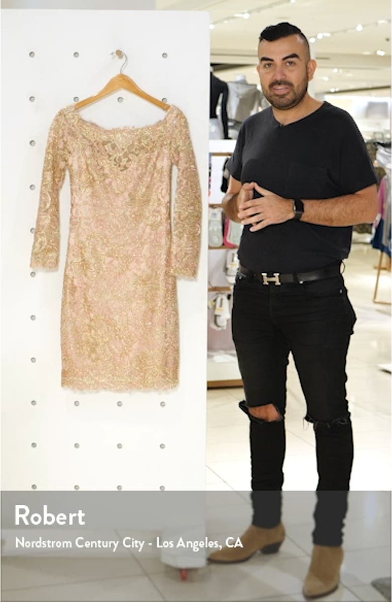 Long Sleeve Embroidered Lace Cocktail Dress, sales video thumbnail