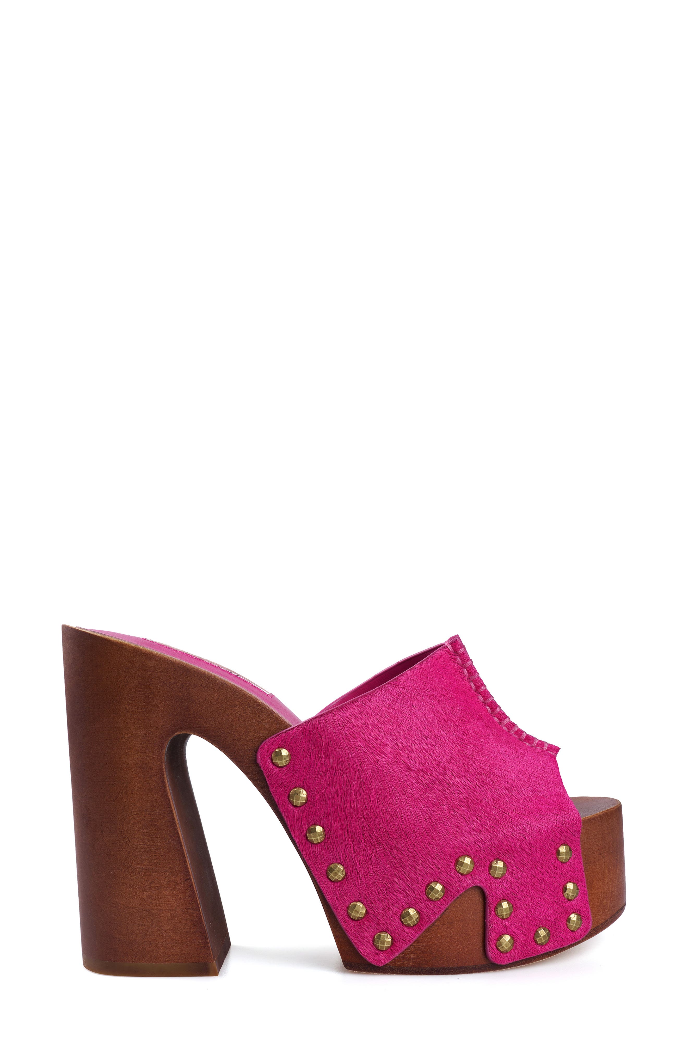 Yama Genuine Calf Hair Platform Slide Sandal, Alternate, color, FUCHSIA CALF HAIR