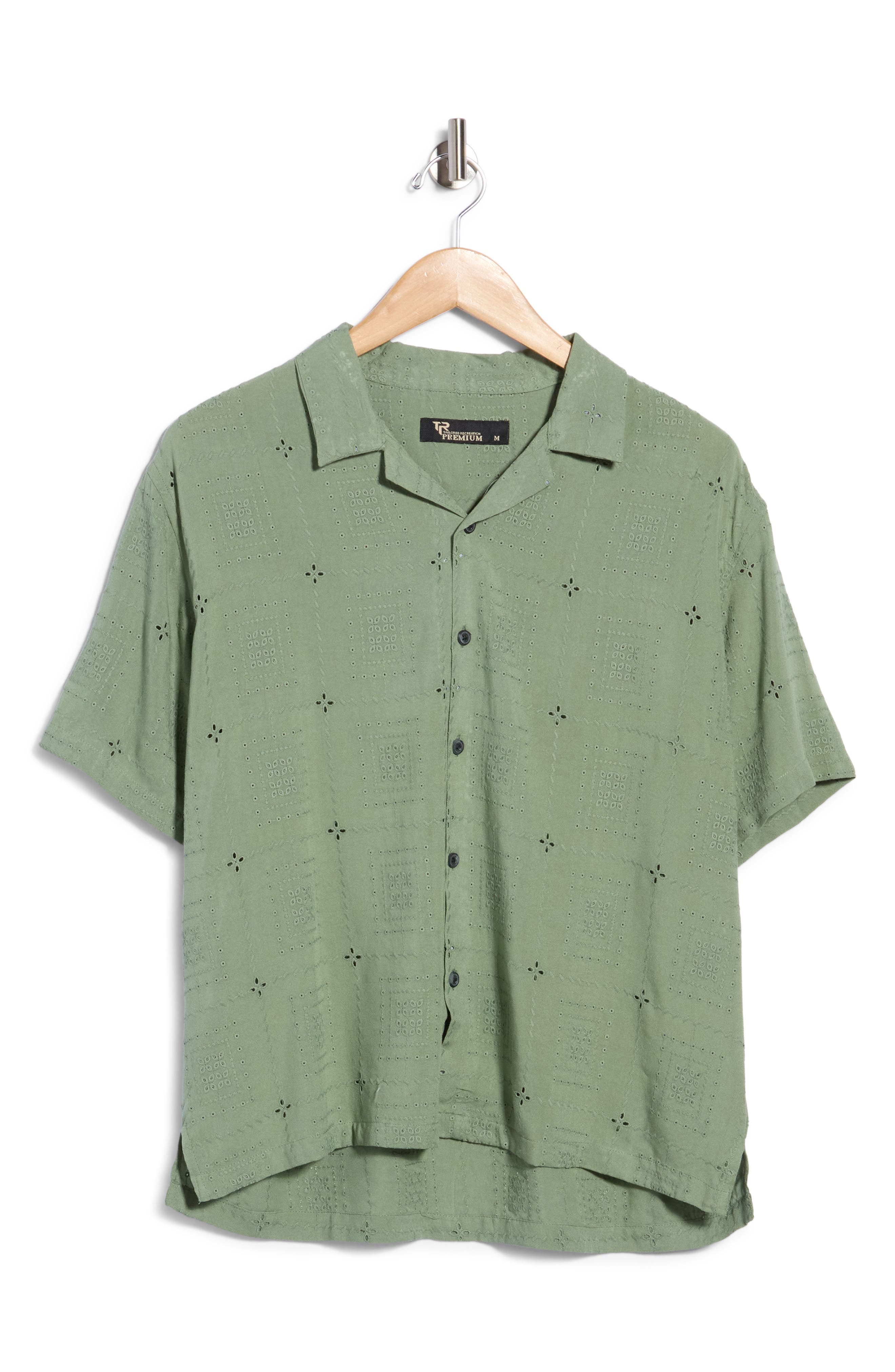 Floral Eyelet Embroidered Boxy Fit Camp Shirt