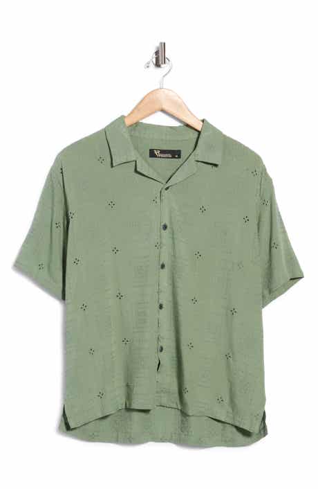 Floral Eyelet Embroidered Boxy Fit Camp Shirt