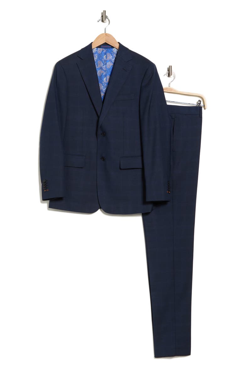 Trim Fit Solid Two-Piece Suit, Alternate, color, NAVY