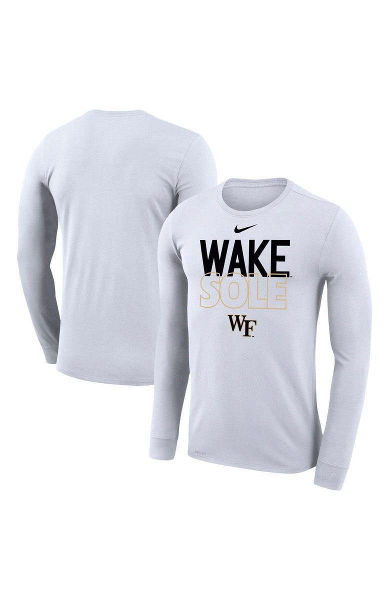 Nike White Wake Forest Demon Deacons 2023 On Court Bench Long Sleeve T-Shirt, Main, color, 