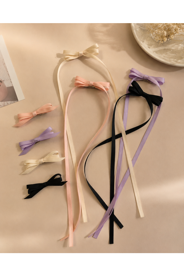 Ribbon Bow Clip Set, Alternate, color, Black
