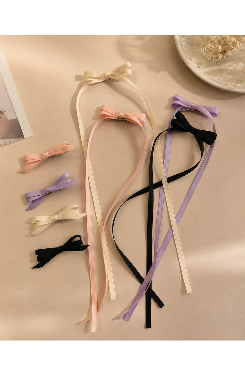 Puttisu Ribbon Bow Clip Set, Alternate, color, Black