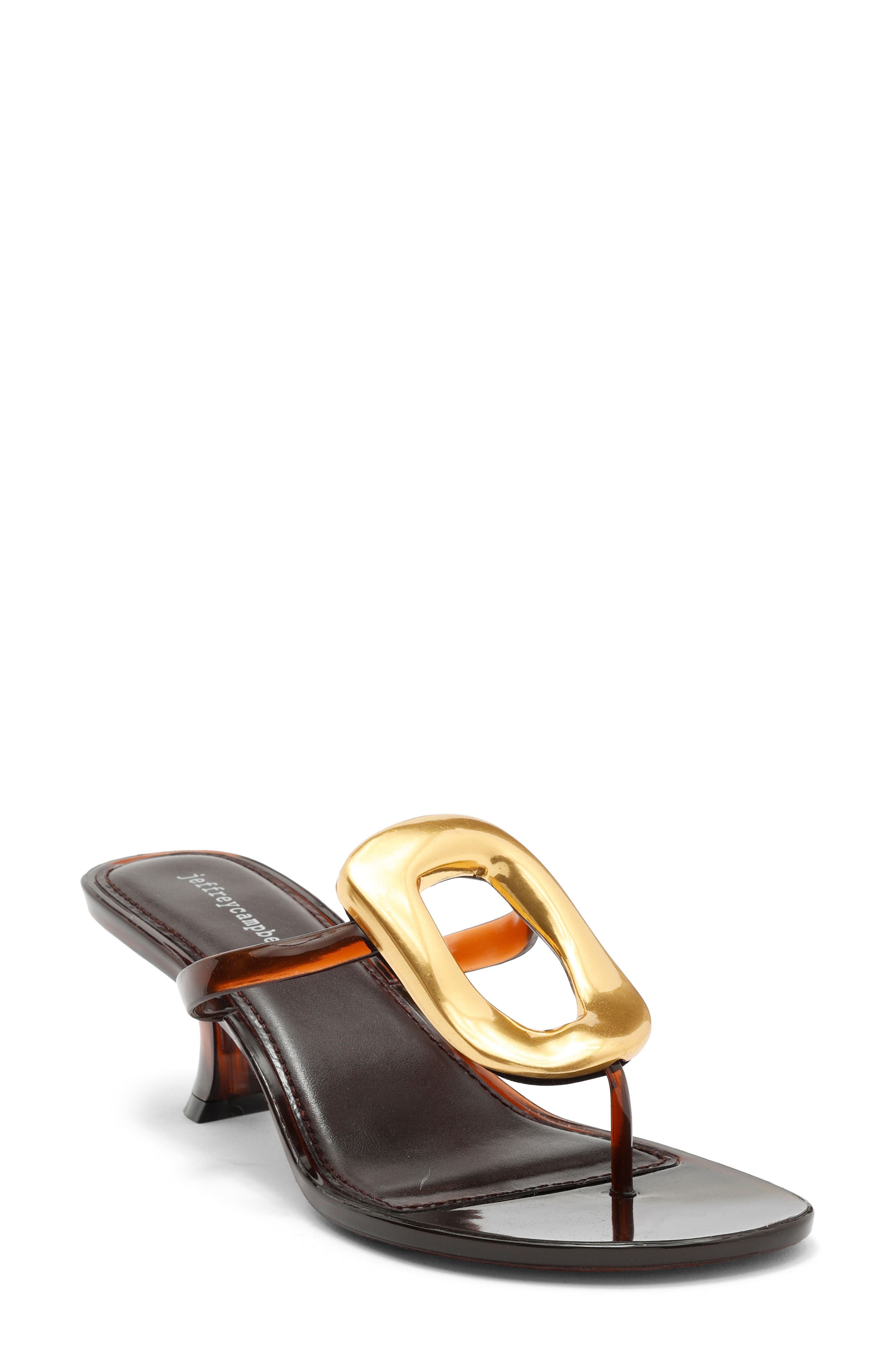 Jeffrey Campbell Linq Up Slide Sandal, Main, color, Brown Shiny Gold