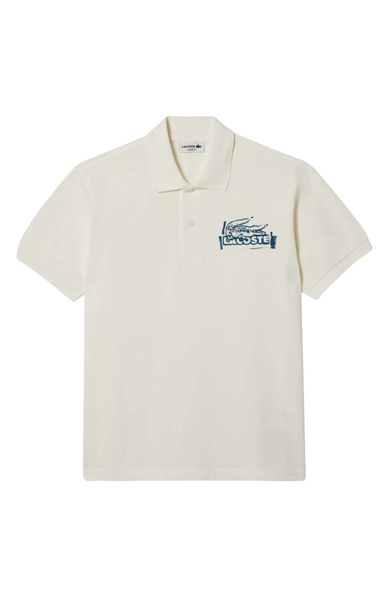 Lacoste Classic Fit Stencil Logo Cottion Polo, Alternate, color, Cpi Flour/ Limestone