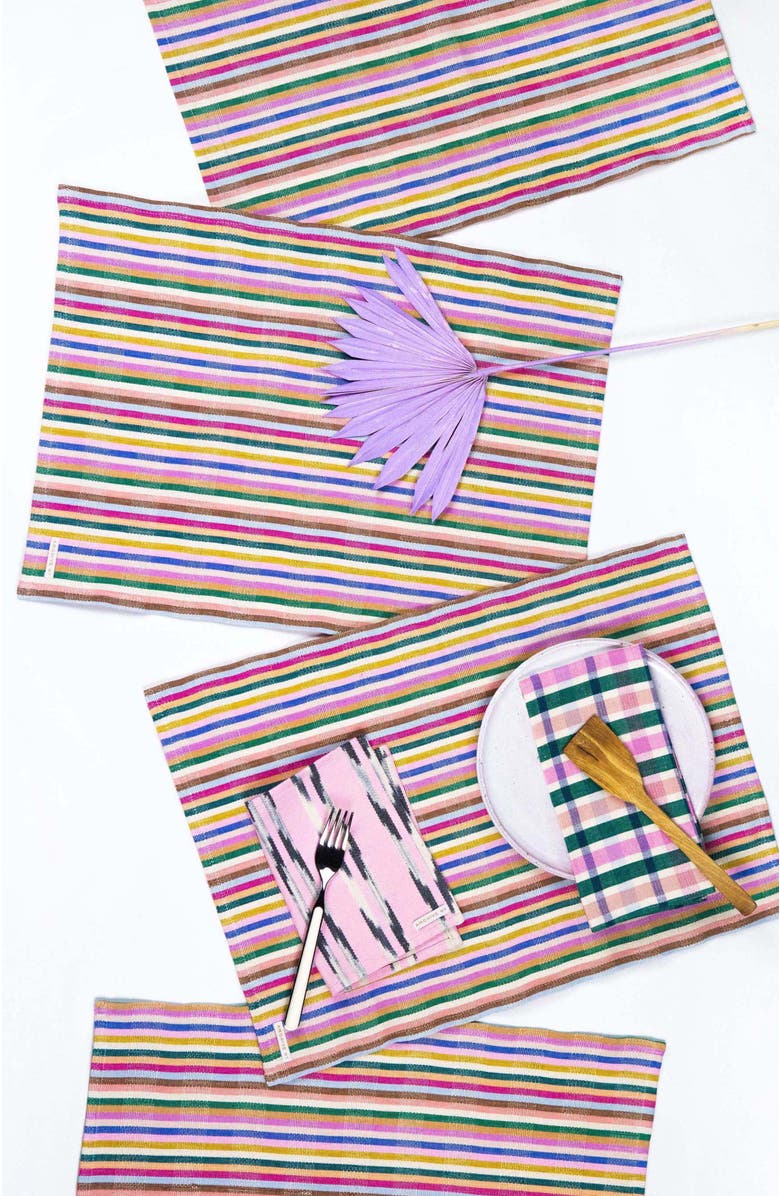 Archive New York Valentina Rainbow Striped Handwoven Cotton Placemats, Set of 4, Main, color, Rainbow