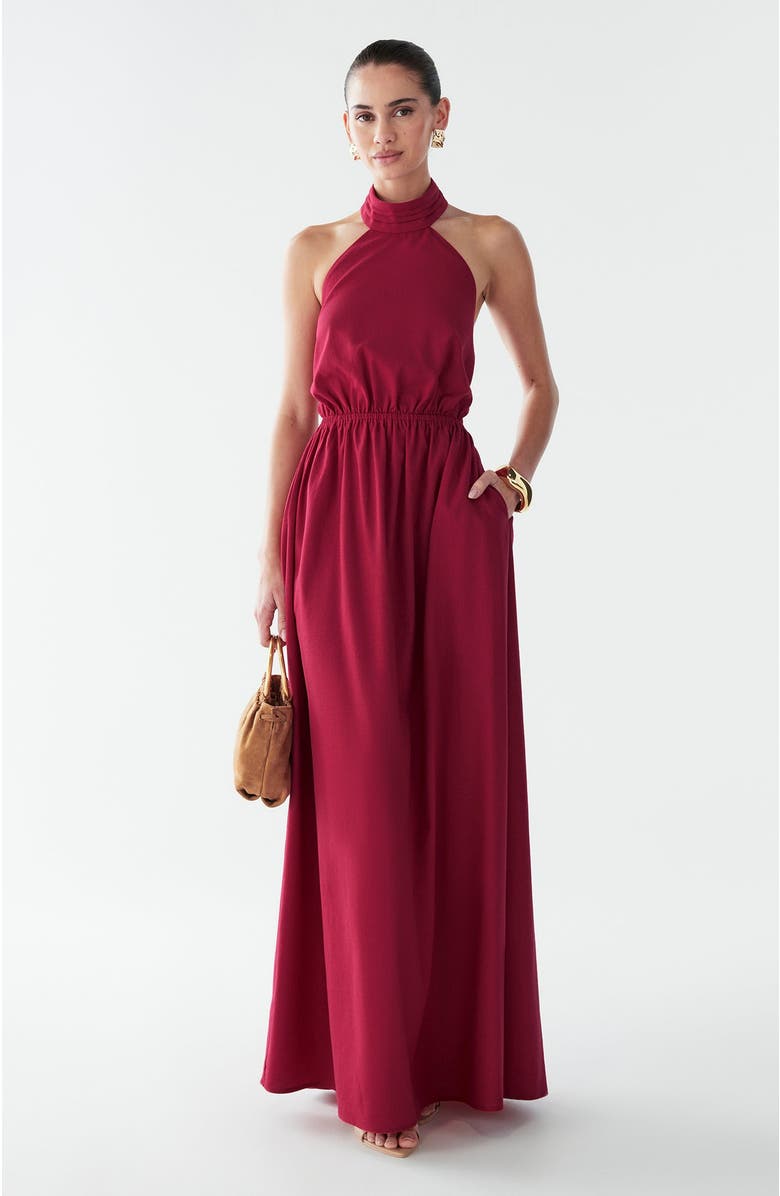 BWLDR Fay Linen Maxi, Alternate, color, Cherry