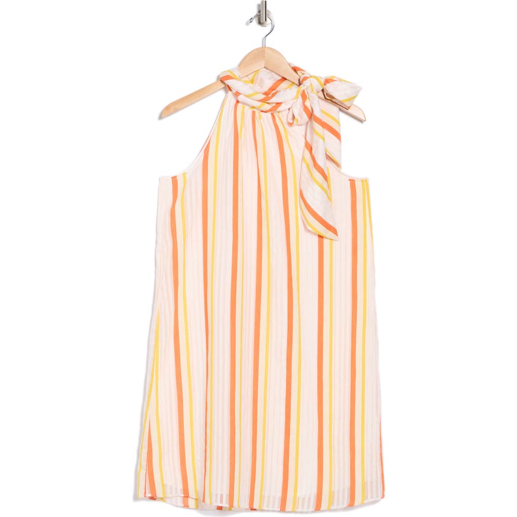 TRINA TURK TRINA TURK MORGAN STRIPE TIE NECK SLEEVELESS DRESS