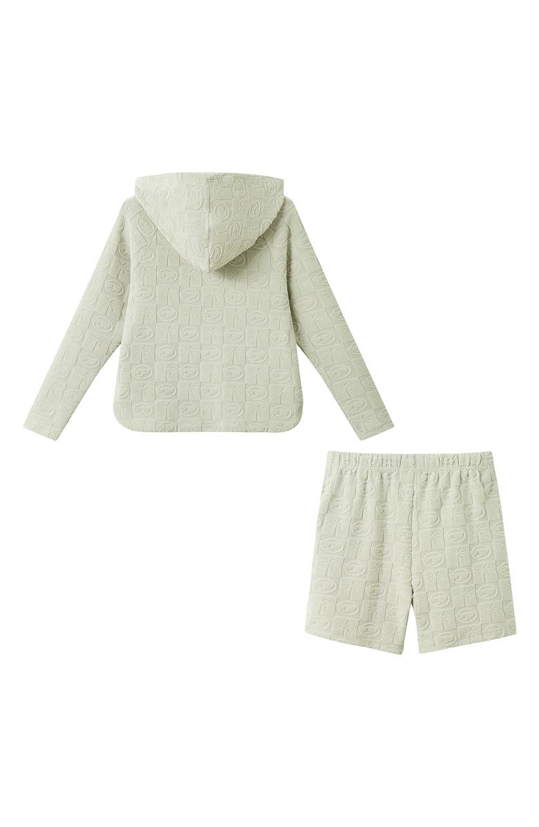 Andy & Evan Kids' 2-Piece Terry Cover-Up Hoodie & Shorts Set, Alternate, color, Beige Palm