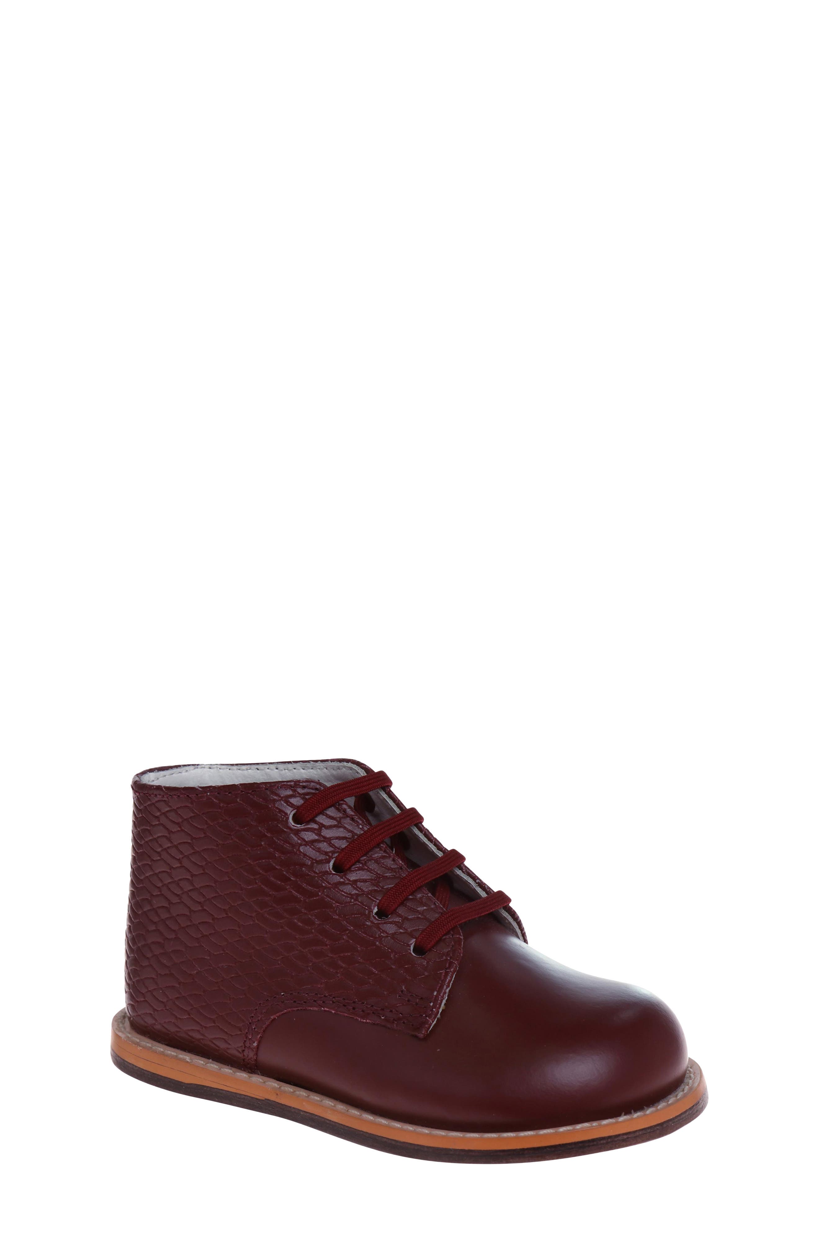 Kids' Lace-Up Boot, Main, color, BURGUNDY WOVEN