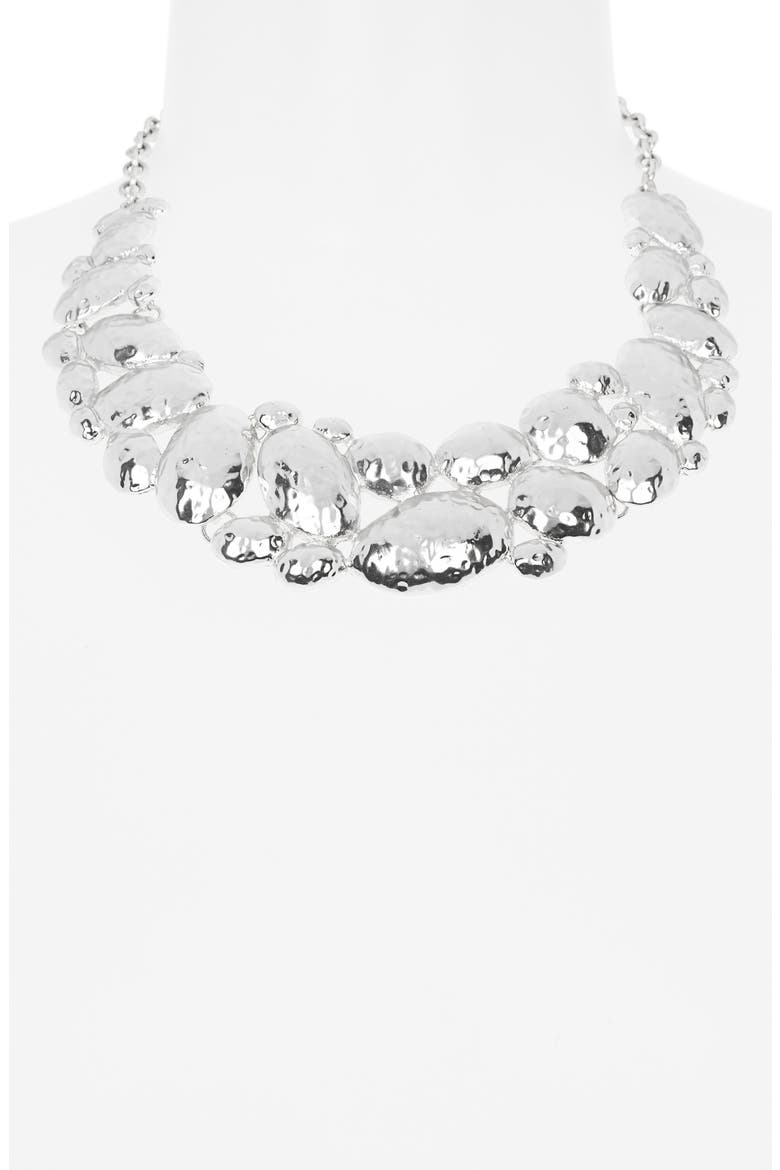 Hammered Cobblestone Statement Necklace, Alternate, color, SILVER