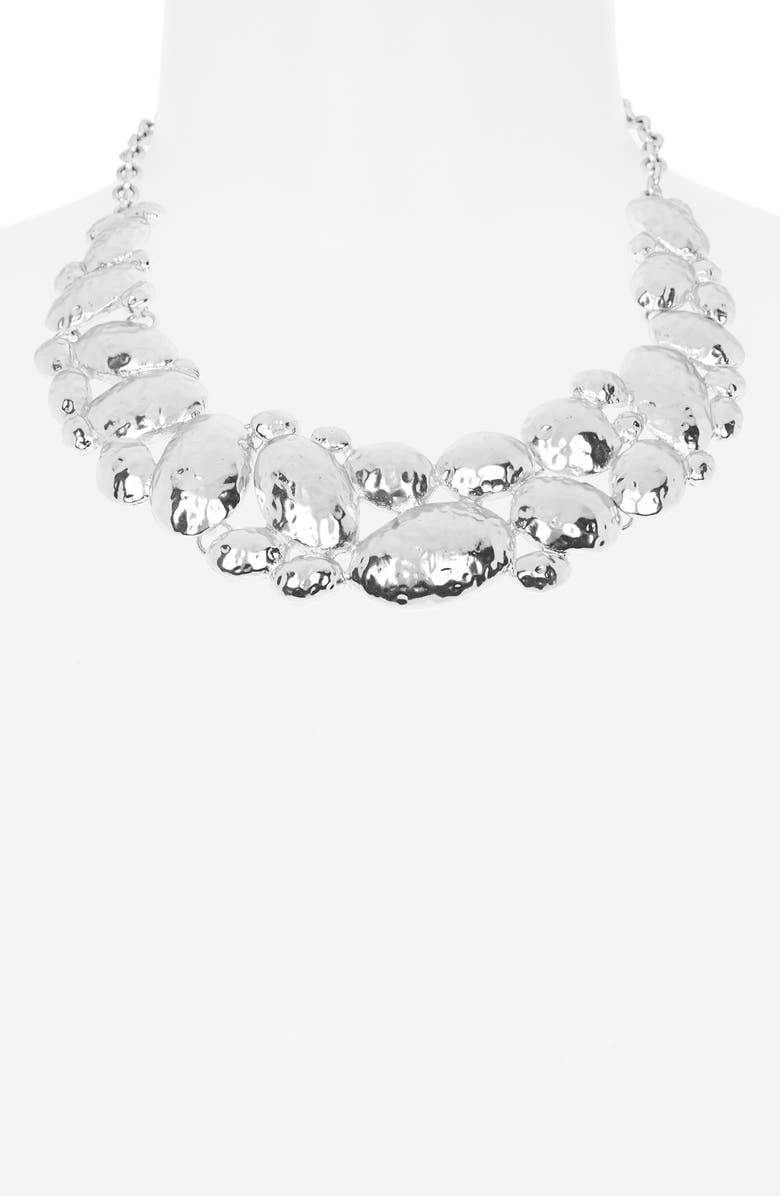 Karine Sultan Hammered Cobblestone Statement Necklace, Alternate, color, Silver