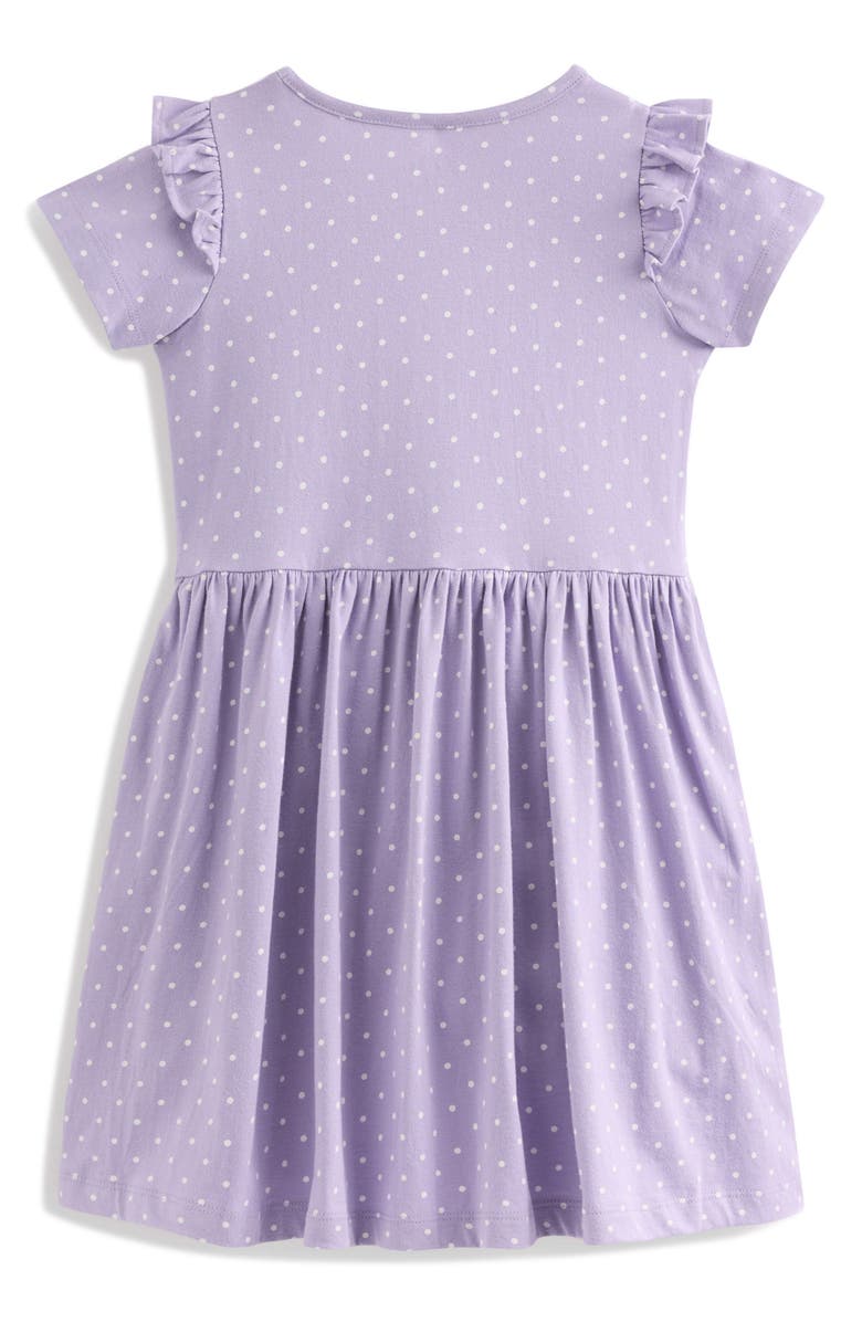 Mini Boden Kids' Dot Print Kitten Appliqué Cotton Jersey Dress, Alternate, color,