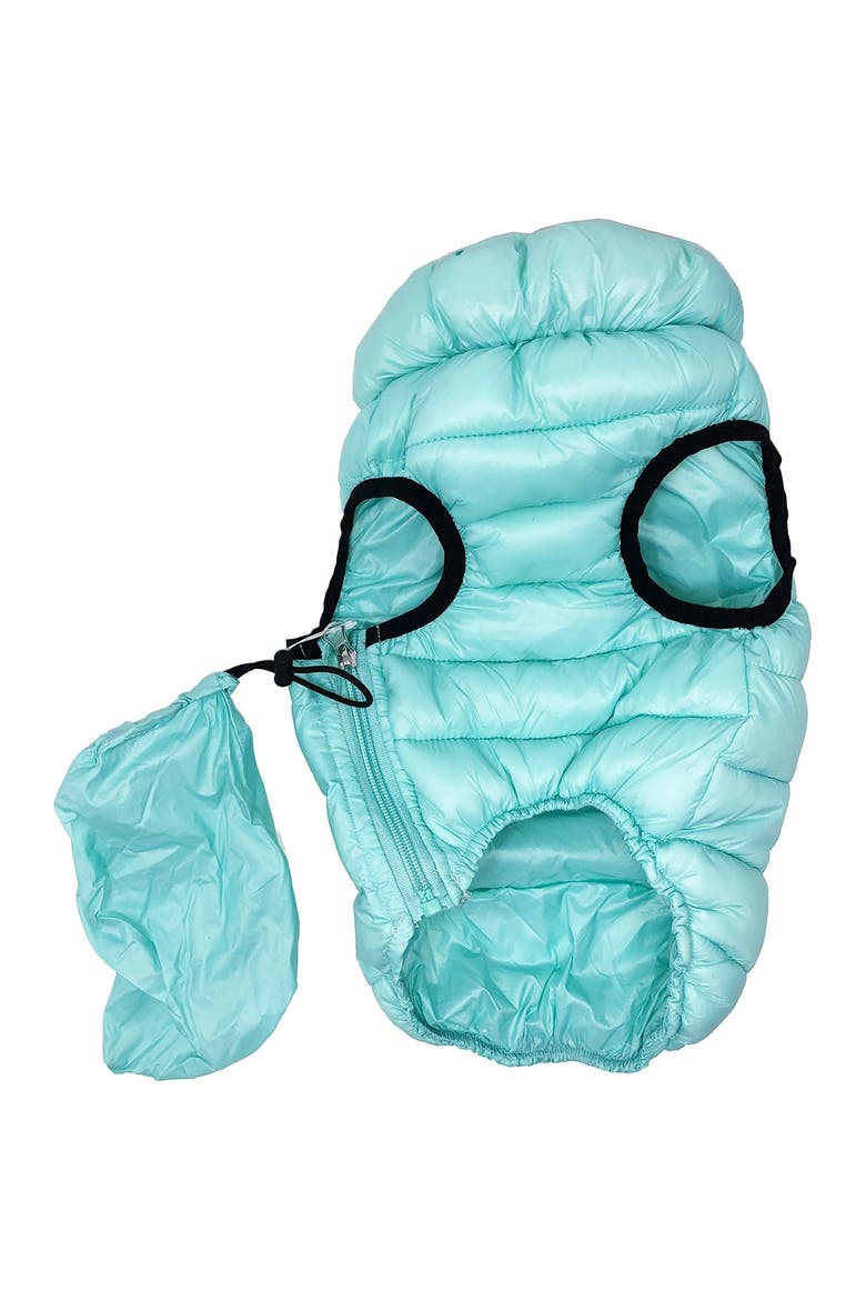 'Pursuit' Quilted Ultra-Plush Thermal Dog Jacket - XL, Main, color, AQUA