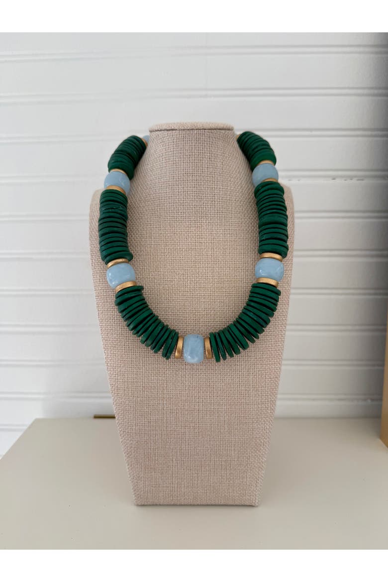 Hydrangea Garden Green Beaded Necklace, Alternate, color, Green